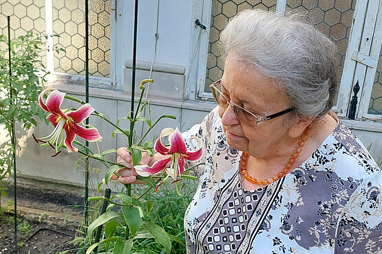 Schöpfungsverantwortung konkret: Traude Gallhofer im Garten des Franziskanerklosters in der Wiener Innenstadt. Am 19. September wird sie 80 Jahre alt.