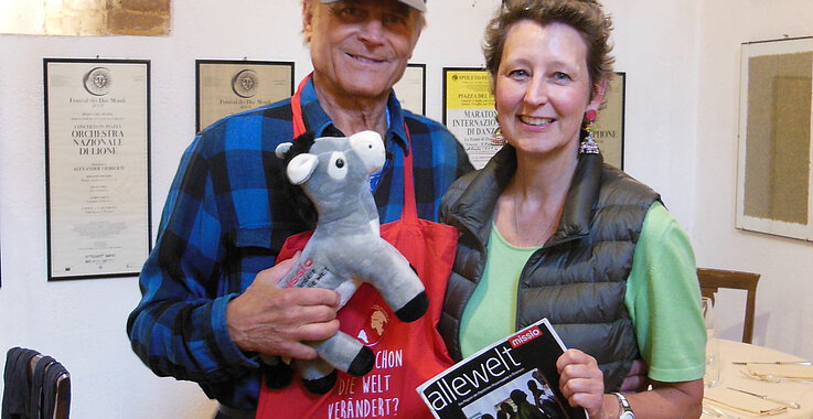 Schauspieler Terence Hill und Marie Czernin haben gemeinsam gebetet.