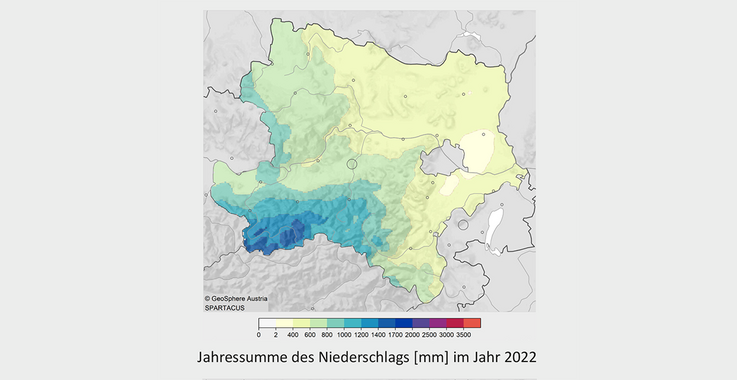 Karte Jahressumme Niederschlag Niederoesterreich