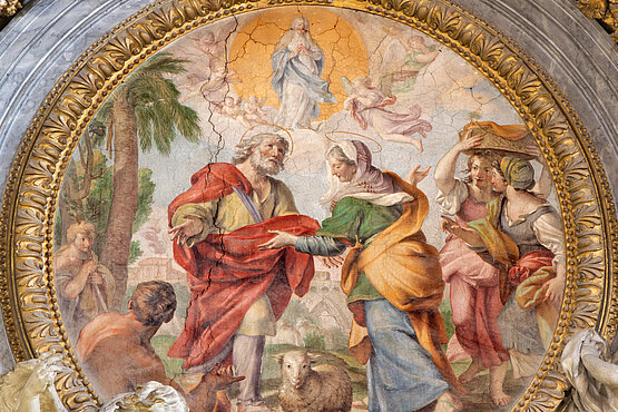 Das Fresko der Prophezeiung an Joachim und Anna in der Kirche Chiesa di Santa Maria dell Orto von Giovanni Baglione (1566 - 1643).