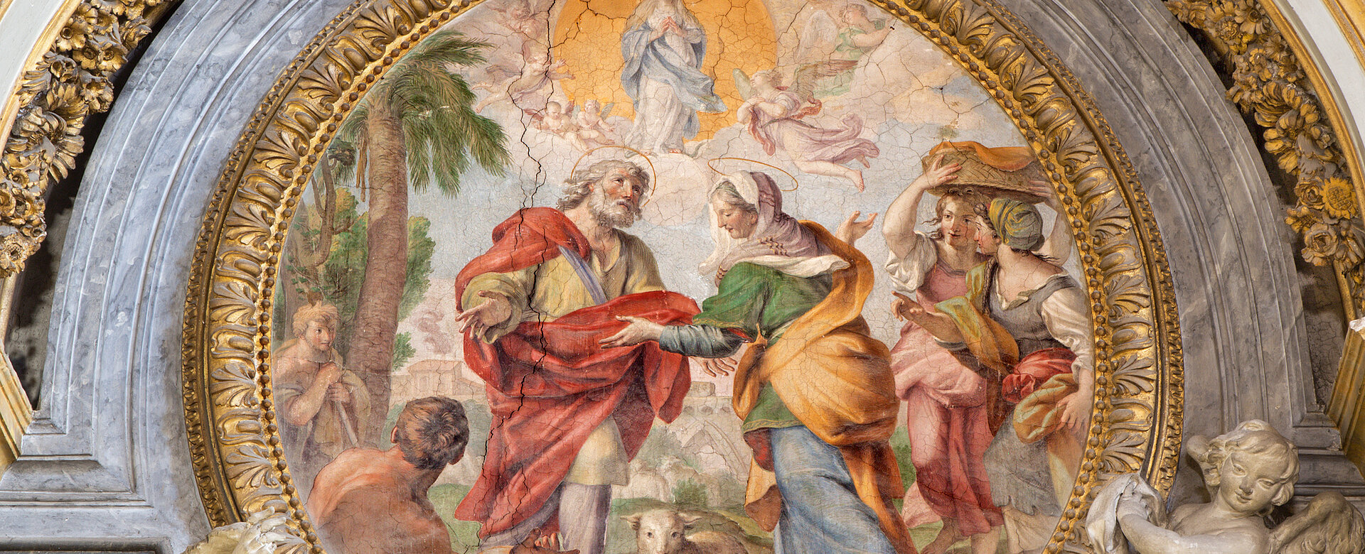 Das Fresko der Prophezeiung an Joachim und Anna in der Kirche Chiesa di Santa Maria dell Orto von Giovanni Baglione (1566 - 1643).