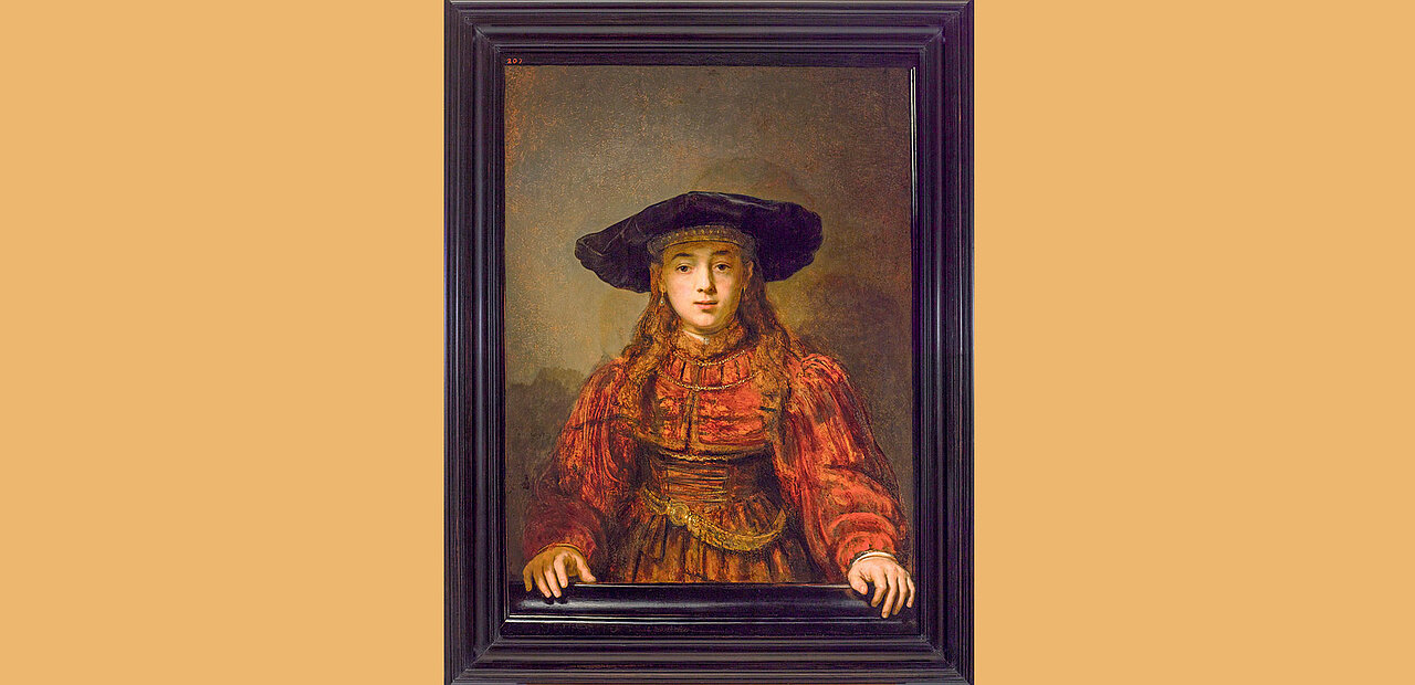 "Mädchen in einem Bilderrahmen“ von Rembrandt