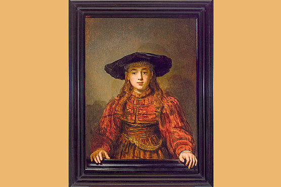 "Mädchen in einem Bilderrahmen“ von Rembrandt