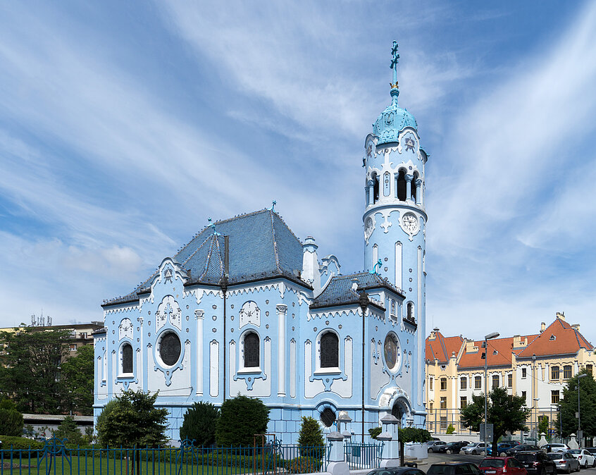 Die blaue Kirche in Bratislava. 